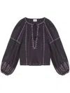 Isabel Marant Étoile Marant Etoile Women Fernanda Embroidered Cotton Top In Purple
