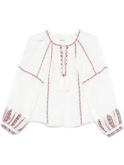 Isabel Marant Étoile Fernanda White Shirt With Bow Closure On The Front And Bishop Sleeves In Cotton Woman