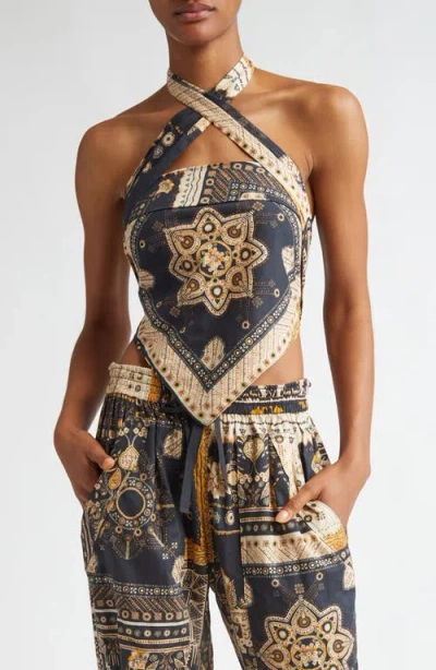 ISABEL MARANT ÉTOILE ISABEL MARANT ÉTOILE FEYZA CONVERTIBLE MIXED PRINT COTTON HALTER TOP