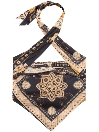 Isabel Marant Étoile Feyza Convertible Mixed Print Cotton Halter Top In Multi