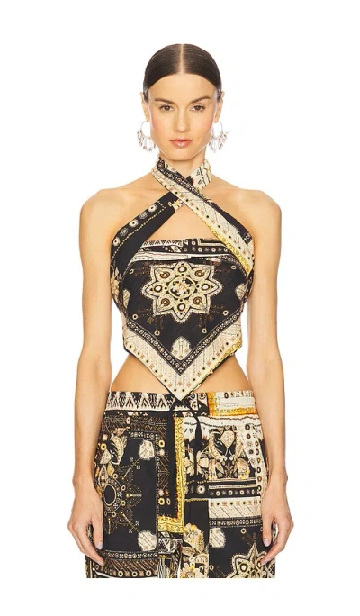 Isabel Marant Étoile Feyza Convertible Mixed Print Cotton Halter Top In Multi