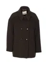 Isabel Marant Étoile Double-breasted Brown Coat With Structured Collar In Brown
