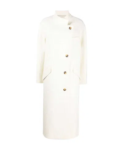 Isabel Marant Étoile Fine-check Single Breasted Coat In Ecru (white)