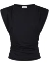 Isabel Marant Étoile Fitted Black Top With Gathered Shoulders And Ruched Sides In Black