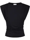 Isabel Marant Étoile Fitted Black Top With Gathered Shoulders And Ruched Sides In Multi