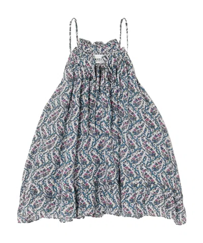 Isabel Marant Étoile Flared Floral Sleeveless Blouse In Gray