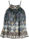 Isabel Marant Étoile Flared Geometric-print Halterneck Top In Grey