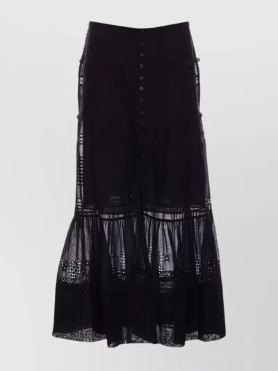 Isabel Marant Étoile Flared High Waist Skirt With Lace Trim In Black
