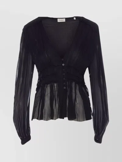 Isabel Marant Étoile Flared Knitwear With V-neck And Ruched Detailing In Black
