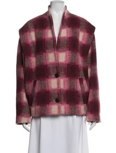 Pre-owned Isabel Marant Étoile Fleece Plaid Print Jacket In Pink