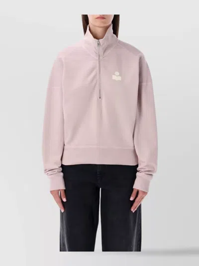 ISABEL MARANT ÉTOILE FLEECE TOP WITH HALF ZIP AND RIBBED CUFFS