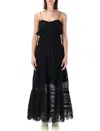 Isabel Marant Étoile Paule Long Floral Cotton And Lace Dress In Black