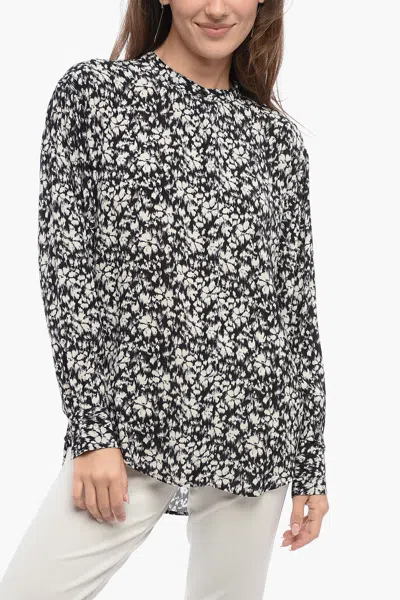 Isabel Marant Etoile Floral Motif Shirt With Mandarin Collar In Multi
