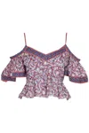 Isabel Marant Étoile Garuva Cold-shoulder Cropped Printed Cotton-voile Top In Multi