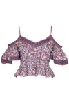 Isabel Marant Étoile Garuva Cold-shoulder Cropped Printed Cotton-voile Top In Grey