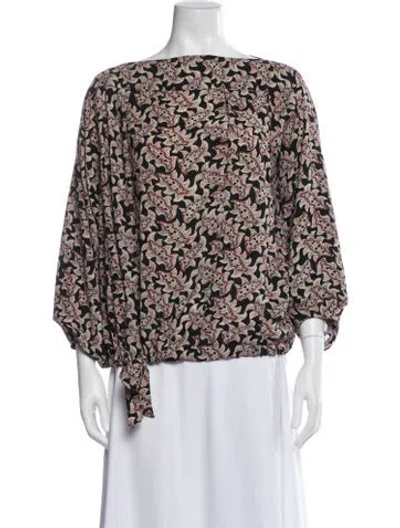 Pre-owned Isabel Marant Étoile Floral Print Bateau Neckline Blouse In Black