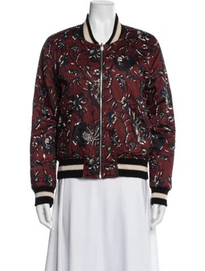 Pre-owned Isabel Marant Étoile Floral Print Bomber Jacket In Burgundy