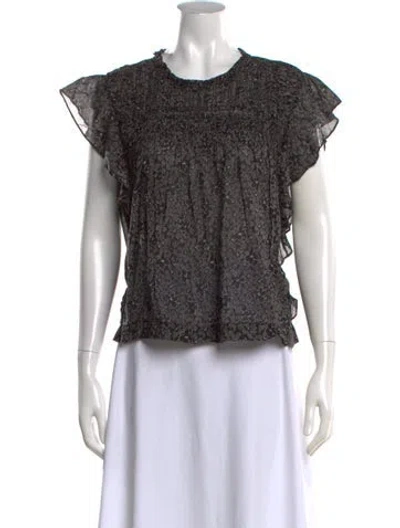 Pre-owned Isabel Marant Étoile Floral Print Crew Neck Blouse In Black