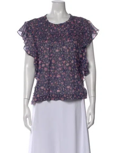Pre-owned Isabel Marant Étoile Floral Print Crew Neck Blouse In Blue