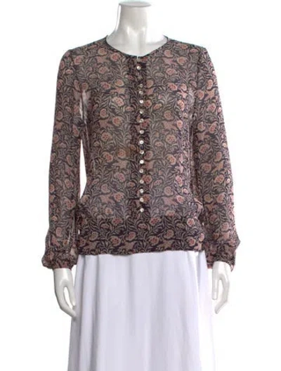 Pre-owned Isabel Marant Étoile Floral Print Crew Neck Blouse In Blue