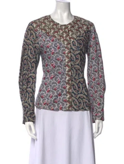 Pre-owned Isabel Marant Étoile Floral Print Crew Neck Blouse In Blue
