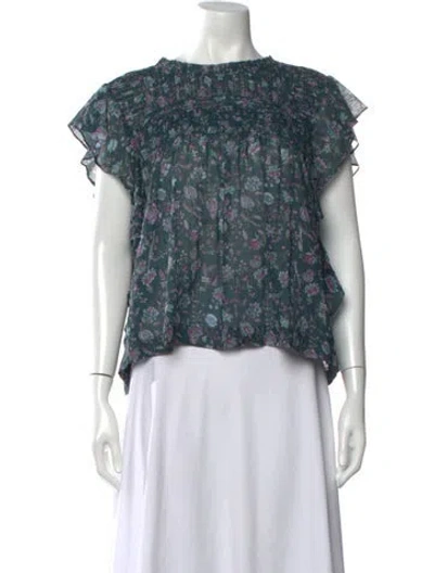 Pre-owned Isabel Marant Étoile Floral Print Crew Neck Blouse In Green