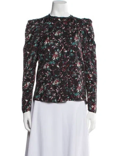 Pre-owned Isabel Marant Étoile Floral Print Crew Neck Blouse In Grey
