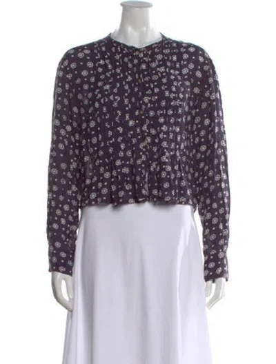 Pre-owned Isabel Marant Étoile Floral Print Crew Neck Blouse In Purple