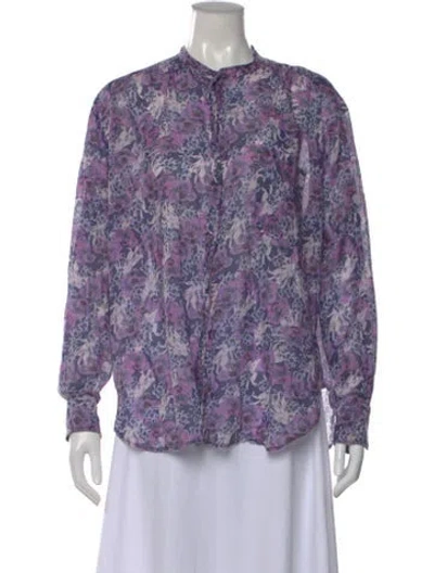 Pre-owned Isabel Marant Étoile Floral Print Crew Neck Blouse In Purple