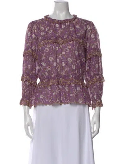 Pre-owned Isabel Marant Étoile Floral Print Crew Neck Blouse In Purple