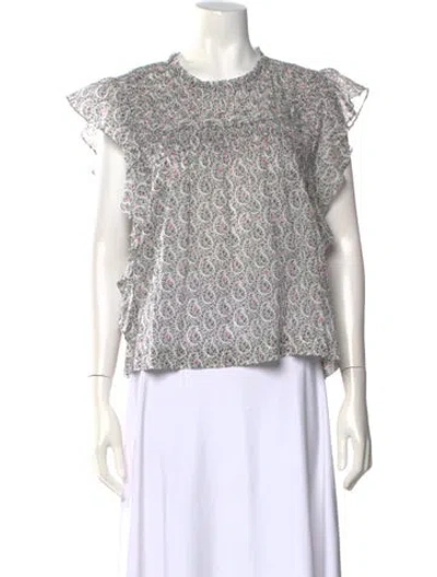 Pre-owned Isabel Marant Étoile Floral Print Crew Neck Blouse W/ Tags In White