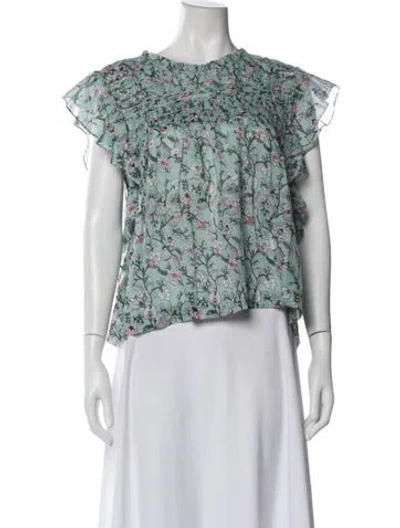 Pre-owned Isabel Marant Étoile Floral Print Crew Neck Top In Blue