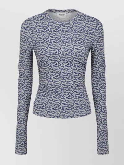 Isabel Marant Étoile Floral Print Crew Neck Top With Cut-out Detail In Blue