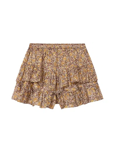 Isabel Marant Étoile Jocadia Ruffled Printed Organic Cotton-voile Shorts In Brown