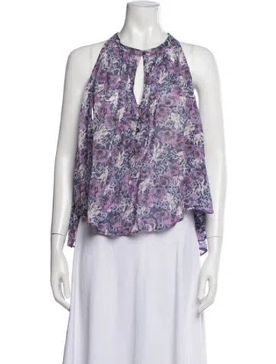 Pre-owned Isabel Marant Étoile Floral Print Halterneck Blouse In Purple