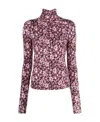 Isabel Marant Étoile Lou Ruched Long Sleeve Turtleneck Top In Pink