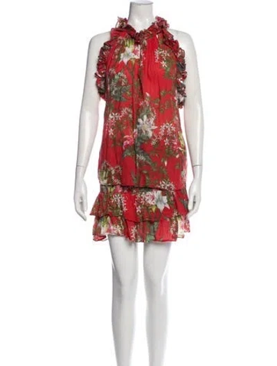 Pre-owned Isabel Marant Étoile Floral Print Keyhole Accent Skirt Set In Red