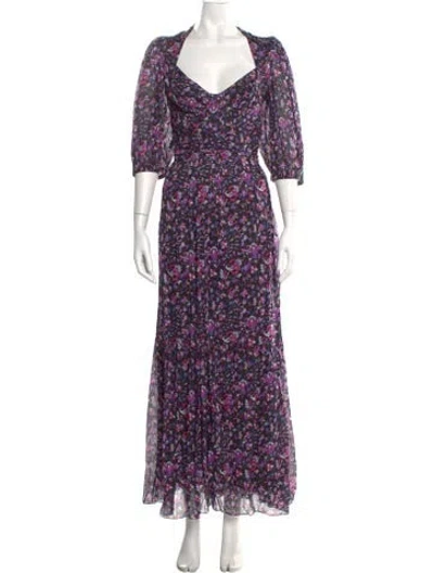 Pre-owned Isabel Marant Étoile Floral Print Long Dress W/ Tags In Purple
