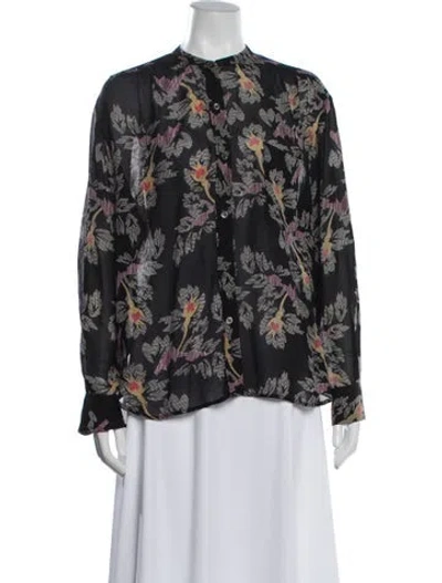 Pre-owned Isabel Marant Étoile Floral Print Long Sleeve Blouse In Black