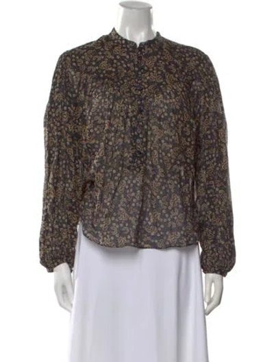 Pre-owned Isabel Marant Étoile Floral Print Long Sleeve Blouse In Black