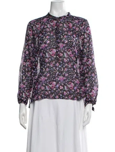 Pre-owned Isabel Marant Étoile Floral Print Long Sleeve Blouse In Black