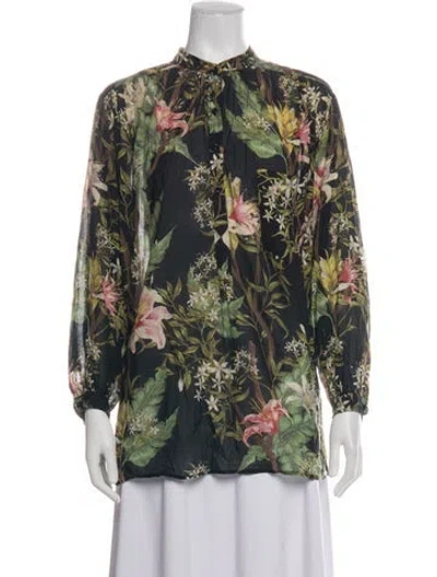 Pre-owned Isabel Marant Étoile Floral Print Long Sleeve Blouse In Black
