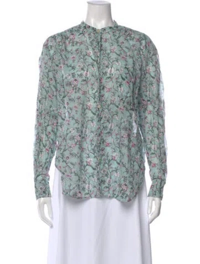 Pre-owned Isabel Marant Étoile Floral Print Long Sleeve Blouse In Blue