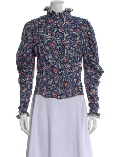 Pre-owned Isabel Marant Étoile Floral Print Long Sleeve Blouse In Blue