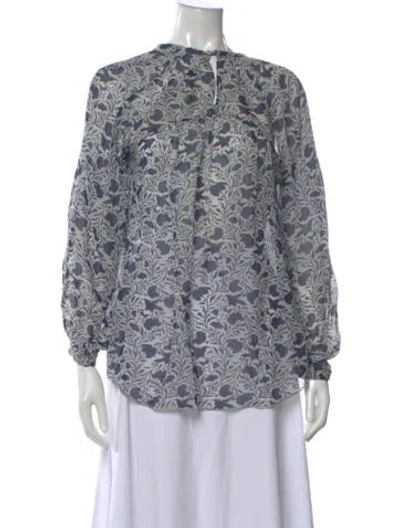 Pre-owned Isabel Marant Étoile Floral Print Long Sleeve Blouse In Blue