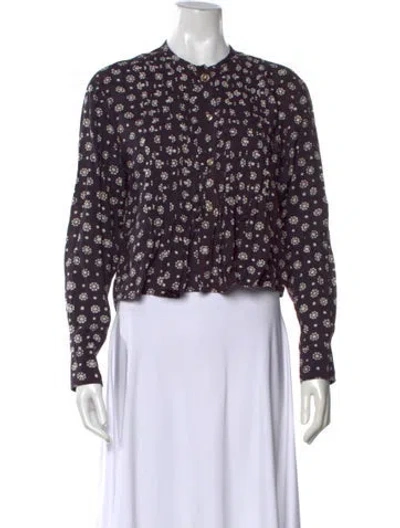Pre-owned Isabel Marant Étoile Floral Print Long Sleeve Blouse In Blue