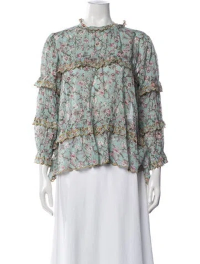 Pre-owned Isabel Marant Étoile Floral Print Long Sleeve Blouse In Blue