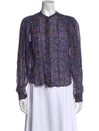 Pre-owned Isabel Marant Étoile Floral Print Long Sleeve Blouse In Blue