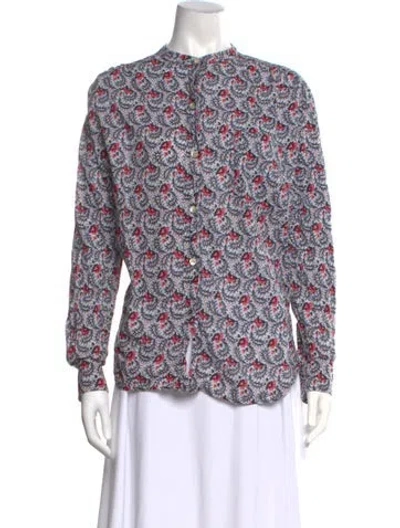 Pre-owned Isabel Marant Étoile Floral Print Long Sleeve Blouse In Blue