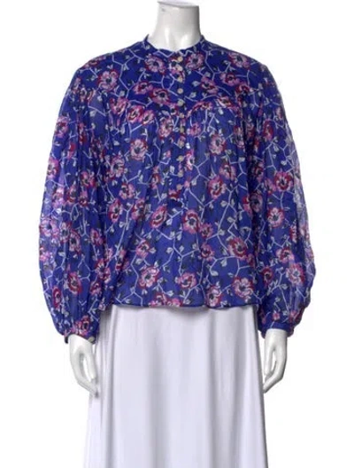 Pre-owned Isabel Marant Étoile Floral Print Long Sleeve Blouse In Blue